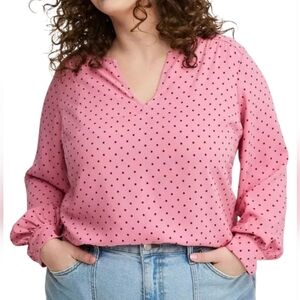 NWT TORRID Harper Pullover Blouse Miranda Dot Wild Rose, size 3